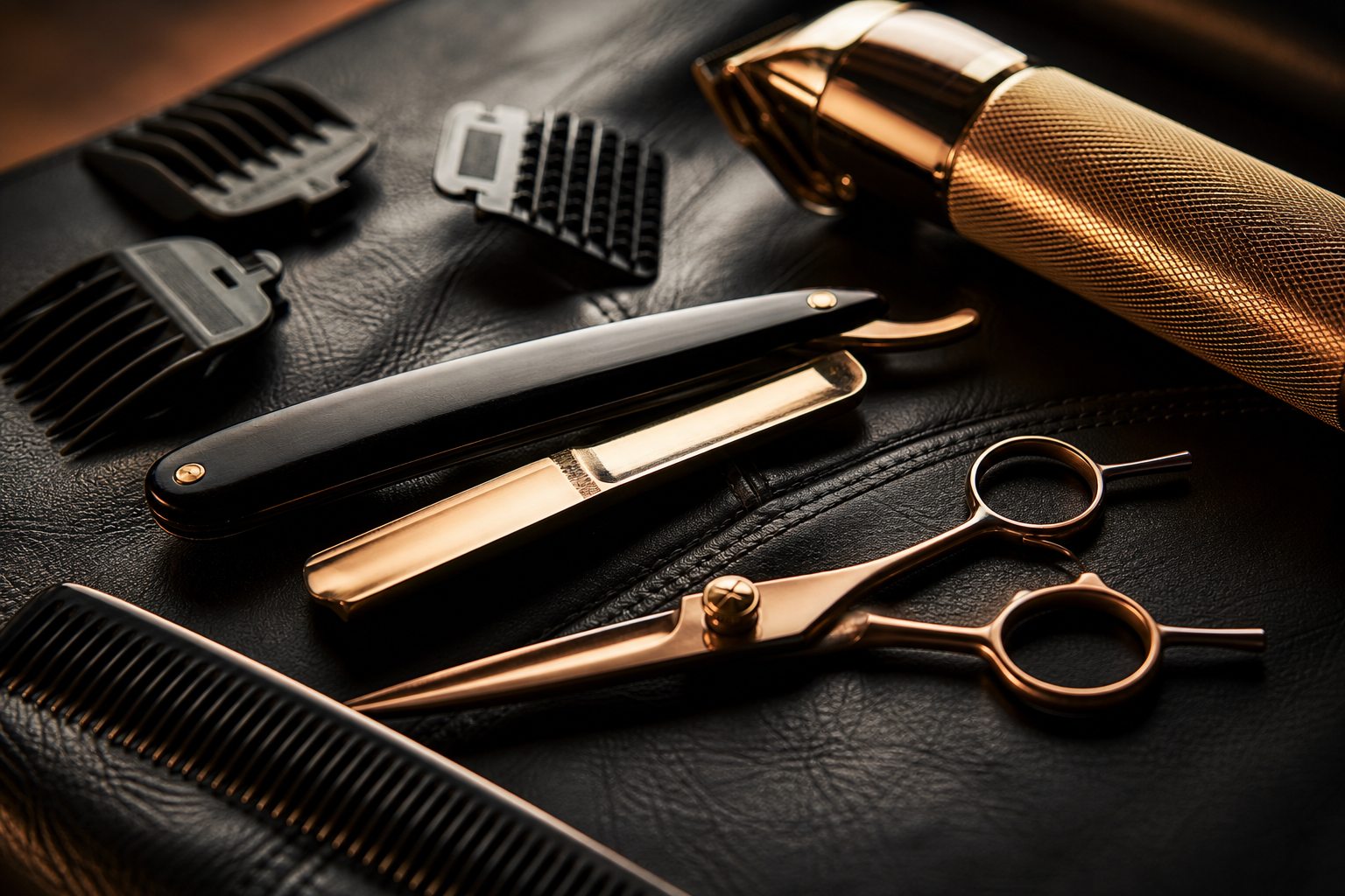 Ferramentas premium de barbearia